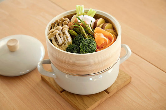 富士ホーロー せいろ付きホーロー鍋（18cm）ホワイト