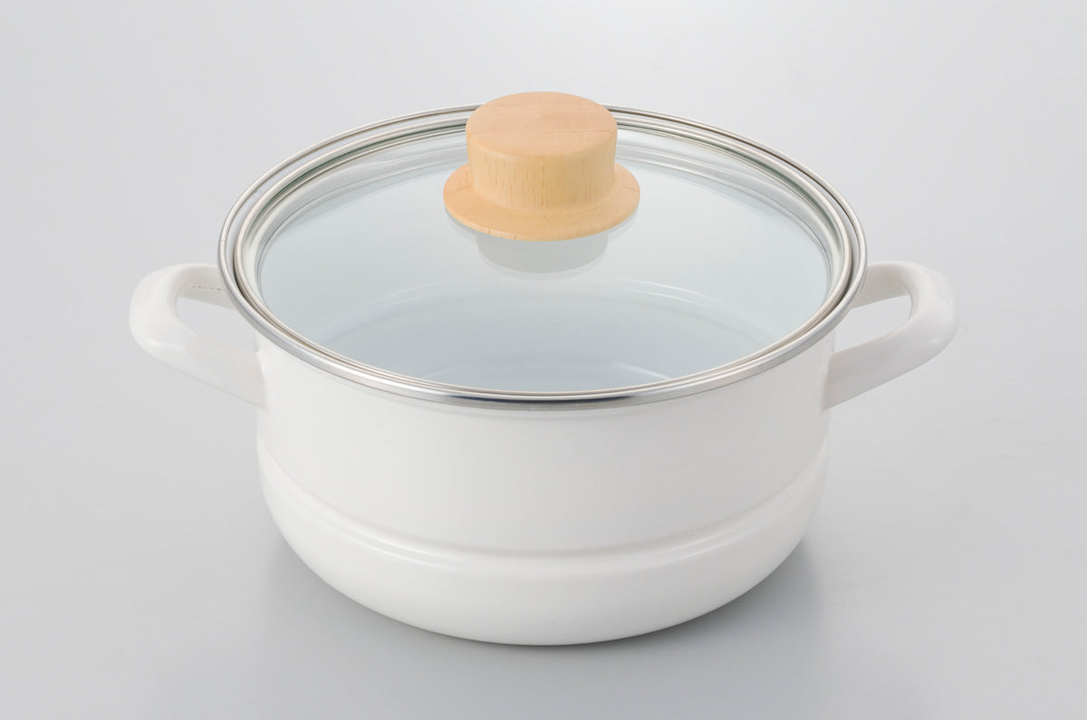 富士ホーロー マルチホーロー鍋 ハットポット（18センチ）蒸し器付き