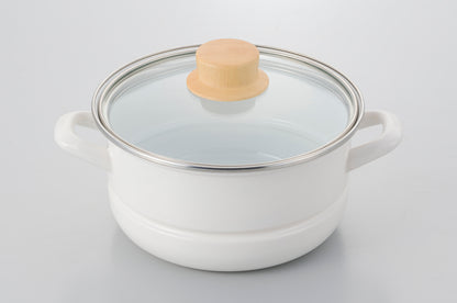 富士ホーロー マルチホーロー鍋 ハットポット（18センチ）蒸し器付き