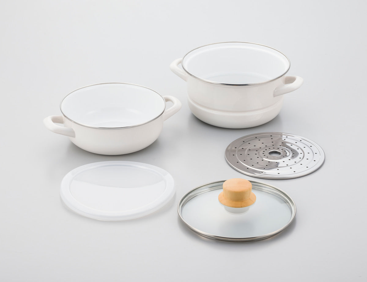 富士ホーロー マルチホーロー鍋 ハットポット（18センチ）蒸し器付き