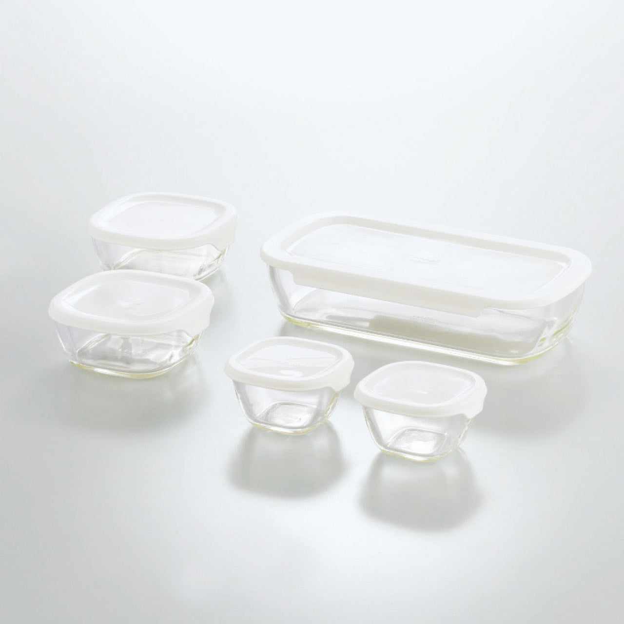 HARIO（ハリオ）耐熱ガラス製保存容器・ミニ角小鉢5点セット