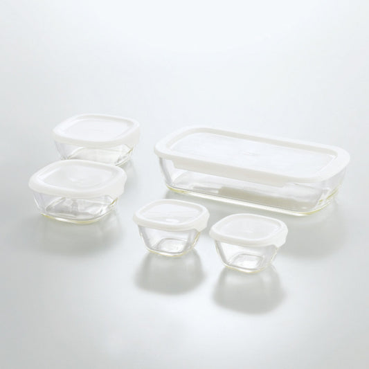 HARIO（ハリオ）耐熱ガラス製保存容器・ミニ角小鉢5点セット