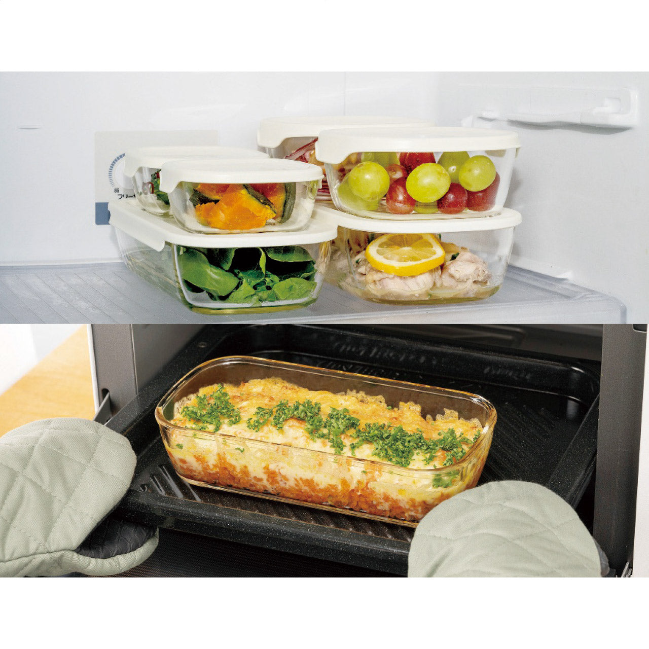 HARIO（ハリオ）耐熱ガラス製保存容器・ミニ角小鉢5点セット