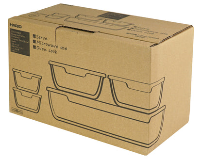 HARIO（ハリオ）耐熱ガラス製保存容器・ミニ角小鉢5点セット