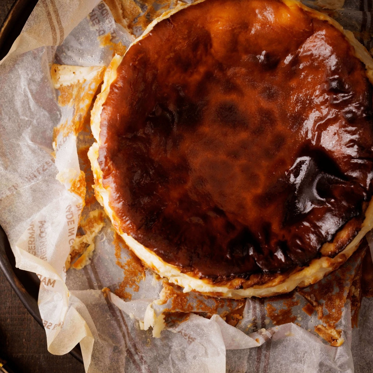 上から撮影した熟成バスクチーズケーキ