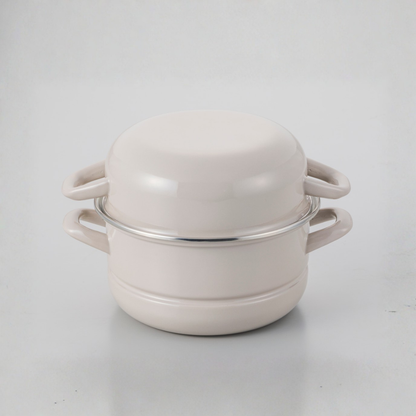 富士ホーロー マルチホーロー鍋 ハットポット（18センチ）蒸し器付き