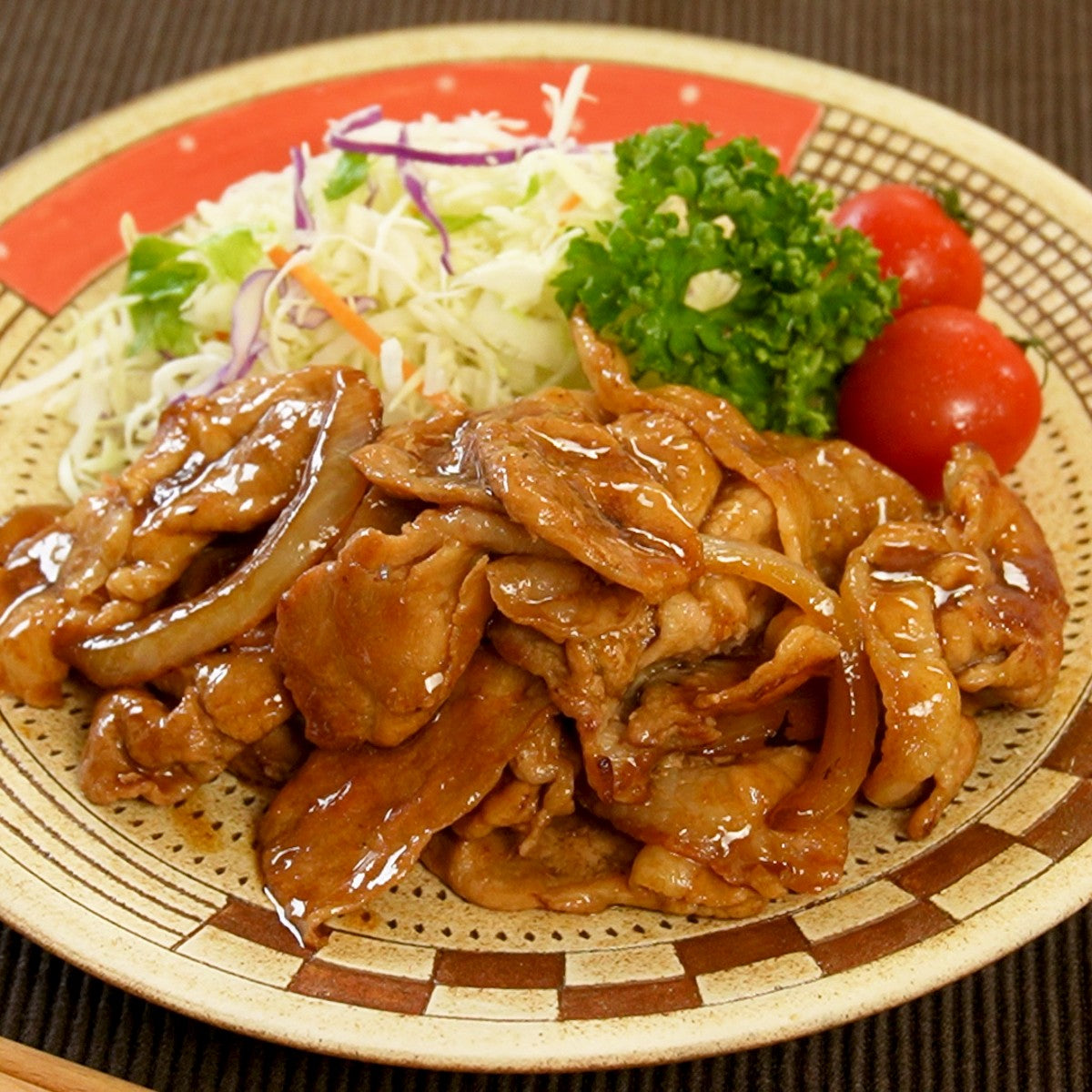 火の本豚　切り落としを使った生姜焼き